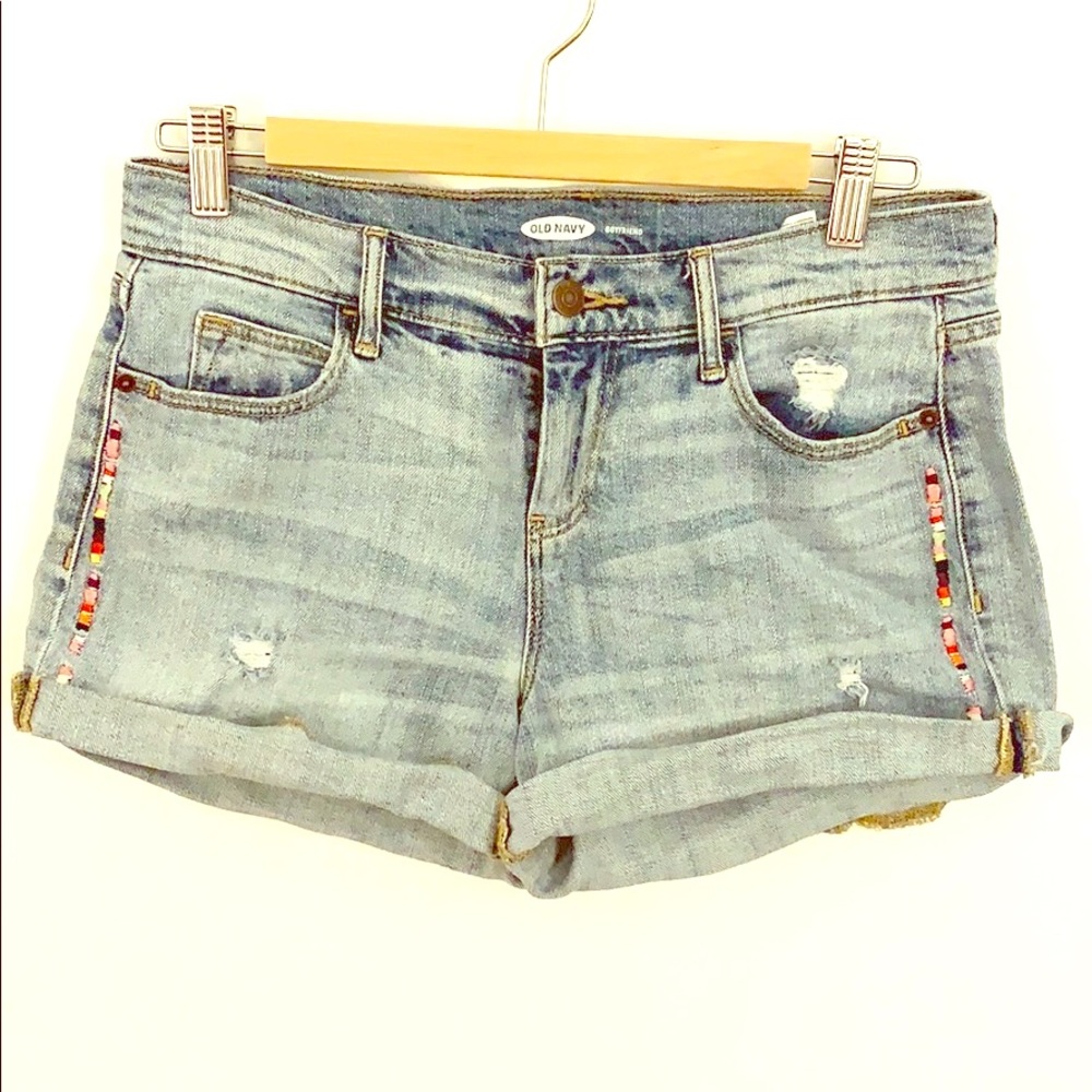 Old Navy Embroidered Faded Jean Denim Shorts